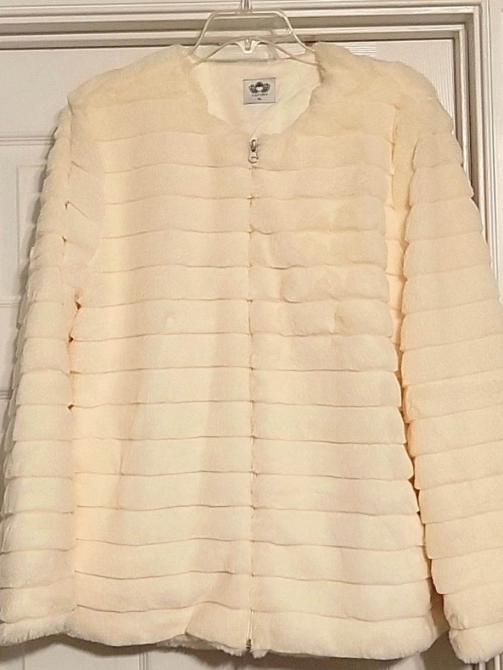 Katydid Butter Cream Beige Yellow Tone Faux Fur Zip Up Jacket XL